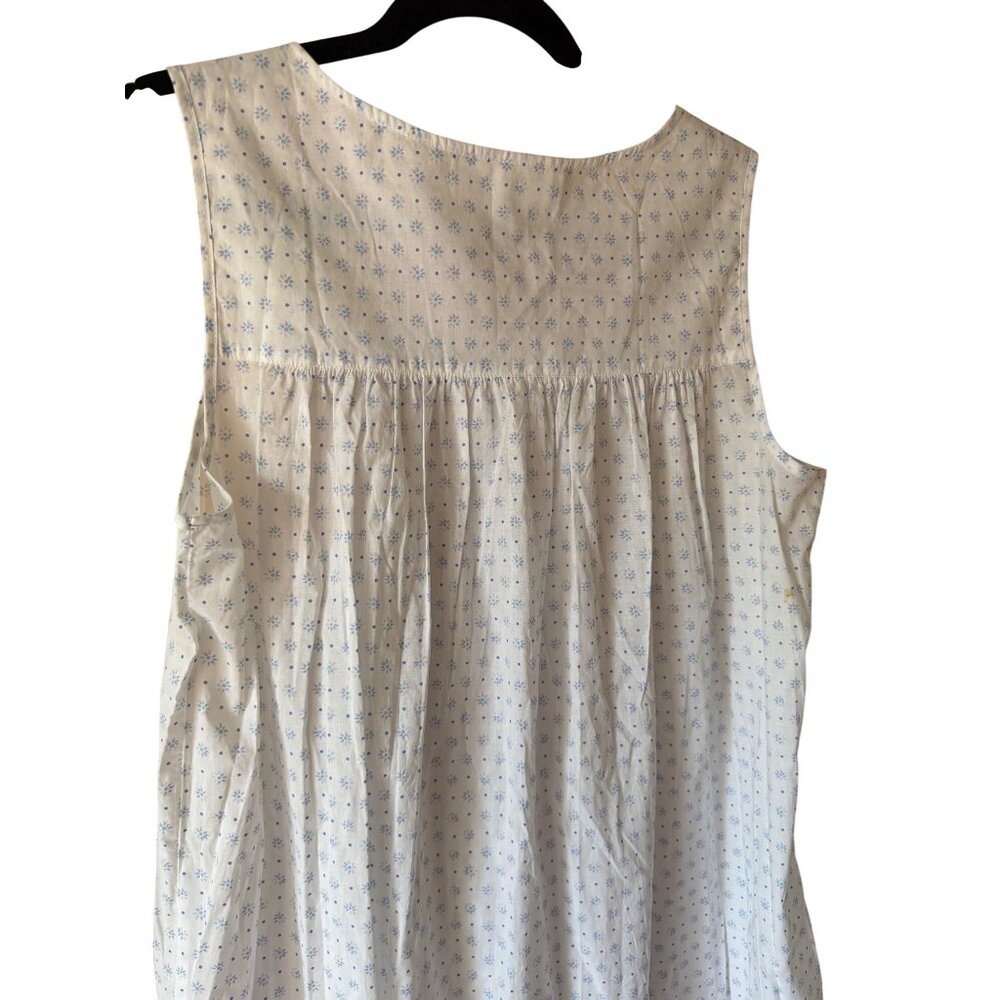 Eileen West Womens Nightgown Size M White Blue Floral Eyelet Trim Pullover New - Picture 14 of 15